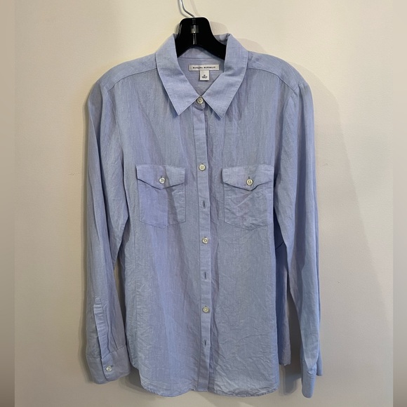 Banana Republic light blue flax (linen)/cotton blend button down w/ roll sleeve - Picture 8 of 11